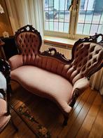 Antieke eetkamer met 6 stoelen en bank., Antiek en Kunst, Ophalen