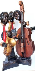 Jazzband | muziek trio | beelden, groot 75 cm !!, Gebruikt, Muziek verzamelen poppen figuren sculpturen decoratie, Verzenden