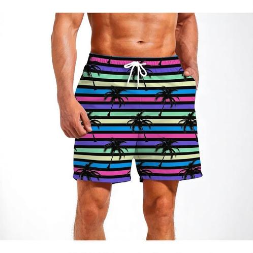 Zwembroek - short meerkleurig met palmbomen M, Kleding | Heren, Badmode en Zwemkleding, Zwemshort, Maat 48/50 (M), Overige kleuren