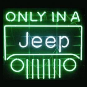 Only in a jeep neon en veel andere USA garage showroom neons, Verzamelen, Merken en Reclamevoorwerpen, Nieuw, Lichtbak of (neon) lamp