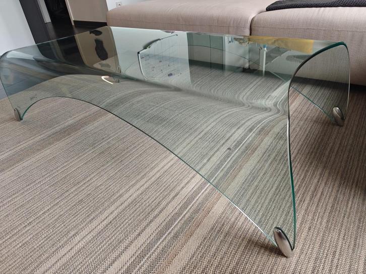Salontafel glas - Fiam, Huis en Inrichting, Tafels | Salontafels, Zo goed als nieuw, Minder dan 50 cm, 50 tot 100 cm, 100 tot 150 cm
