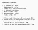 Baril fer 225L x 4= 30€/pc + Bidon 5L- 10L avec bec verseur, Comme neuf, Enlèvement ou Envoi
