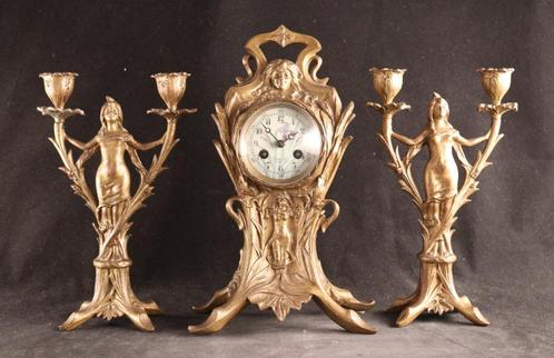 Mooi Art Nouveau klokstel, Antiek en Kunst, Antiek | Klokken, Ophalen of Verzenden