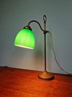 Art Deco bureaulamp in messing en groene opaline, 1920-30, Antiek en Kunst, Ophalen of Verzenden