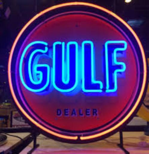Gulf dealer neon veel andere garage showroom decoratie neons, Verzamelen, Merken en Reclamevoorwerpen, Nieuw, Lichtbak of (neon) lamp
