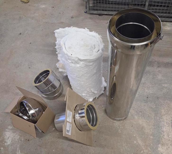 Dubbelwandige kachelbuis stukken en onbrandbare isolatie, Huis en Inrichting, Kachels, Ophalen