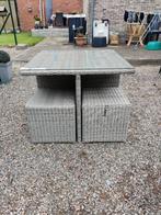 Terrastafel met 4 stoeltjes zgan, Tuin en Terras, Tuintafels, Ophalen, Zo goed als nieuw, Vierkant, Overige materialen
