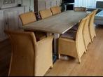 Eiken eetkamertafel +  8 stoelen, Ophalen, Eikenhout, Vijf personen of meer, 200 cm of meer