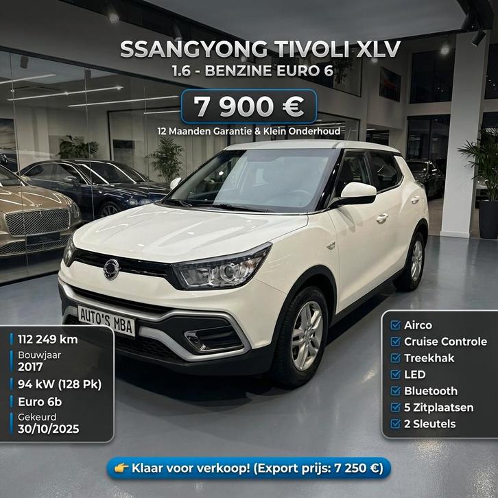 SsangYong Tivoli XLV 1.6/ 112249km/ Euro 6b/ Airco/ 7900€, Autos, SsangYong, Entreprise, Achat, Tivoli, ABS, Airbags, Air conditionné