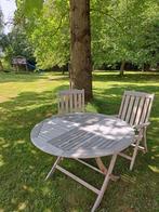 Tuinset Teak - tafel + 2 stoelen - inklapbaar, Ophalen, Stoel, Tuinset