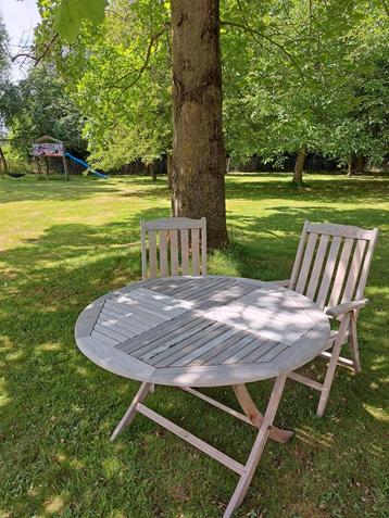 Tuinset Teak - tafel + 2 stoelen - inklapbaar beschikbaar voor biedingen