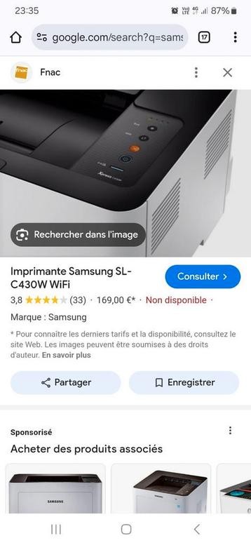 Imprimante Samsung c430 WiFi, Enlèvement ou Envoi, Comme neuf