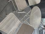 Terras/Balkontafeltje met 2 stoelen, Huis en Inrichting, Tafels | Bijzettafels, Ophalen, Metaal of Aluminium, Rond, Zo goed als nieuw