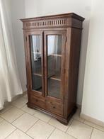 Massieve houten vitrinekast met lades – landelijke stijl, Huis en Inrichting, Ophalen, Gebruikt, 50 tot 100 cm, Rustique