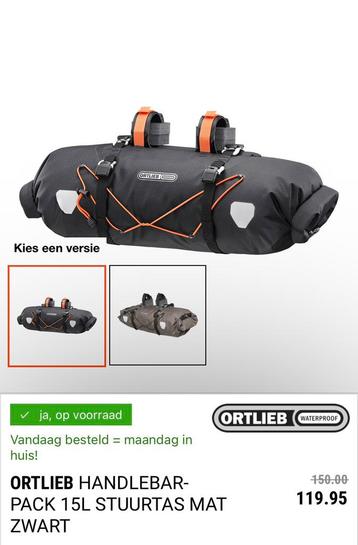 Ortlieb stuurtas 15l 1x gebruikt beschikbaar voor biedingen