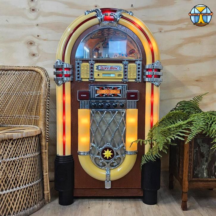 Vintage Jukebox met cd speler, cassette, radio, verlichting, Verzamelen, Automaten | Jukeboxen, Gebruikt, Overige merken, 1970 tot heden
