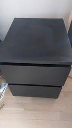 Table de chevet noir malme d'ikea avec tiroirs, Maison & Meubles, Comme neuf, Enlèvement