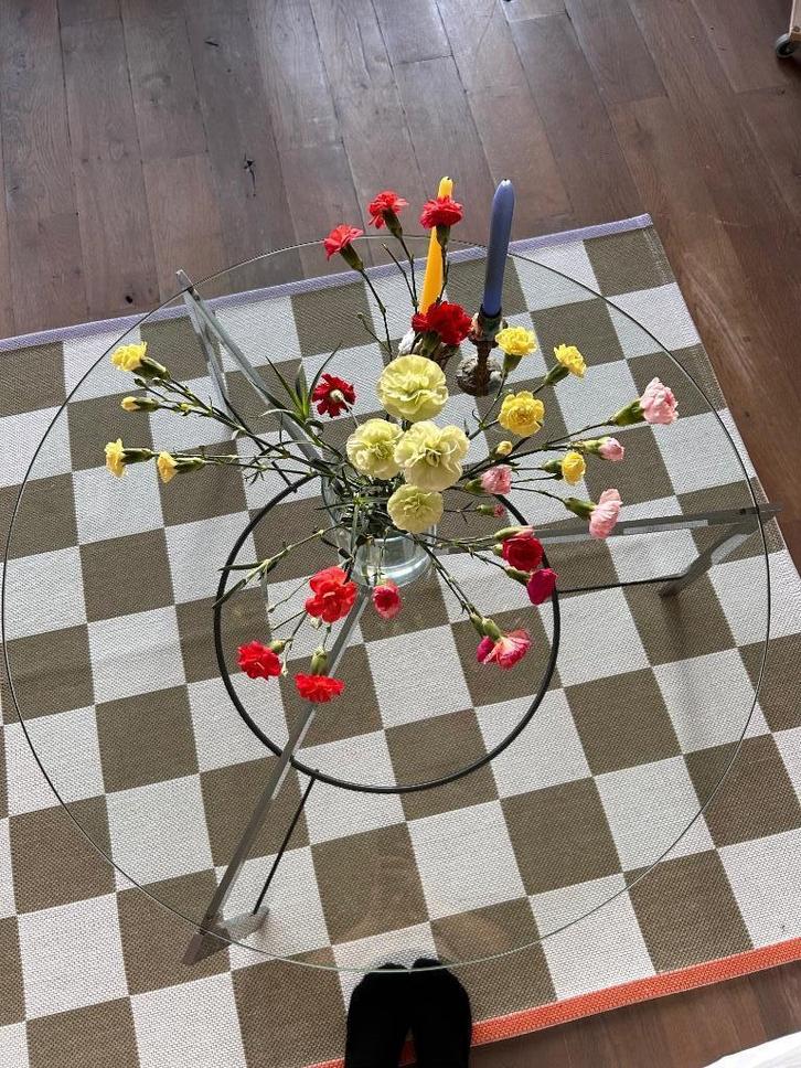 Round Coffee Table Glass Top, Huis en Inrichting, Tafels | Salontafels, Gebruikt, Minder dan 50 cm, 100 tot 150 cm, Rond, Glas