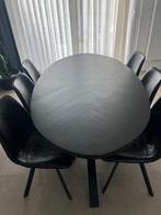 Eettafel ovaal zwart mango hout + 6 stoelen, Huis en Inrichting, Tafels | Eettafels, Ophalen, Metaal, Gebruikt, 50 tot 100 cm