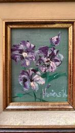 2 peintures florales miniatures, violette, bleuet, Enlèvement ou Envoi