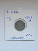 Austria 3 kreuzer 1842 A   AG geres johan, Timbres & Monnaies, Monnaies | Europe | Monnaies non-euro, Enlèvement ou Envoi