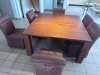 vierkante voleiken eettafel +6 stoelen, Ophalen, Gebruikt, Vijf personen of meer, 100 tot 150 cm