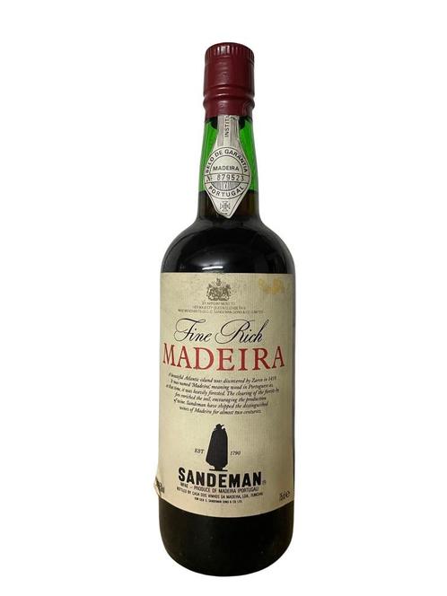 Bouteille Vin Sandeman Madeira Fine Rich, Collections, Vins, Comme neuf, Vin rouge, Pleine, Enlèvement ou Envoi