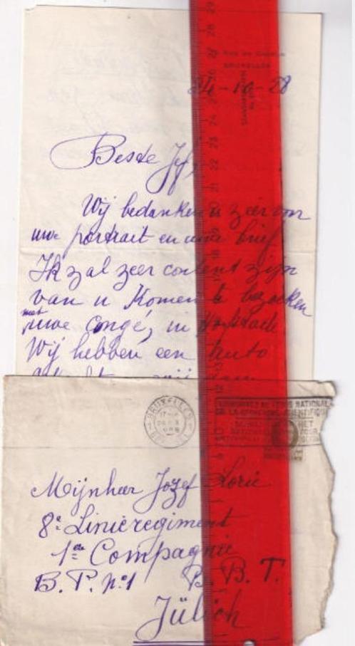 AALST - HOFSTADE - brief & foto - Jozef Lorie, soldaat 8e Li, Verzamelen, Militaria | Algemeen, Landmacht, Foto of Poster, Ophalen of Verzenden