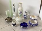 Set vazen, schaaltjes Delfts blauw, opaline (rommelmarkt), Ophalen, Gebruikt