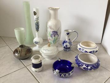 Ensemble vases, plats, pots, bleu de Delft, opaline,, Enlèvement, Utilisé