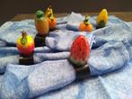 servetringen fruit met blauwe stoffen servetten, Huis en Inrichting, Ophalen of Verzenden