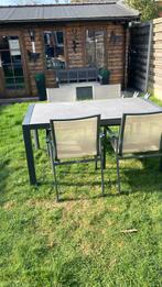 Tuinset met 4 stoelen grijs, Salons de jardin, Aluminium, Utilisé, Enlèvement