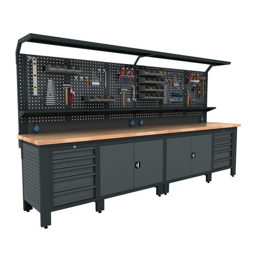 Stevige Professionele werkbank met houten werkblad en LED ve, Auto diversen, Autogereedschap, Nieuw, Ophalen of Verzenden