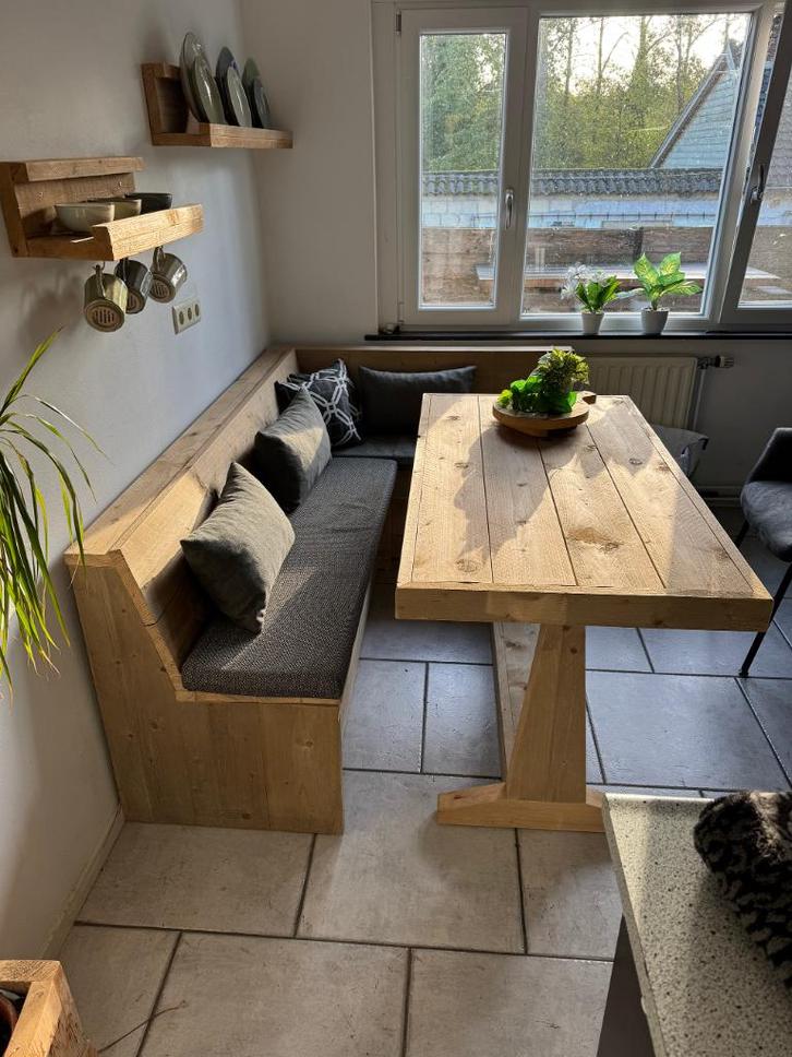 Oostenrijkse zithoek | Hoekbank | Tafel | Kussens, Huis en Inrichting, Zetels | Complete zithoeken, Nieuw, Hout, Ophalen of Verzenden