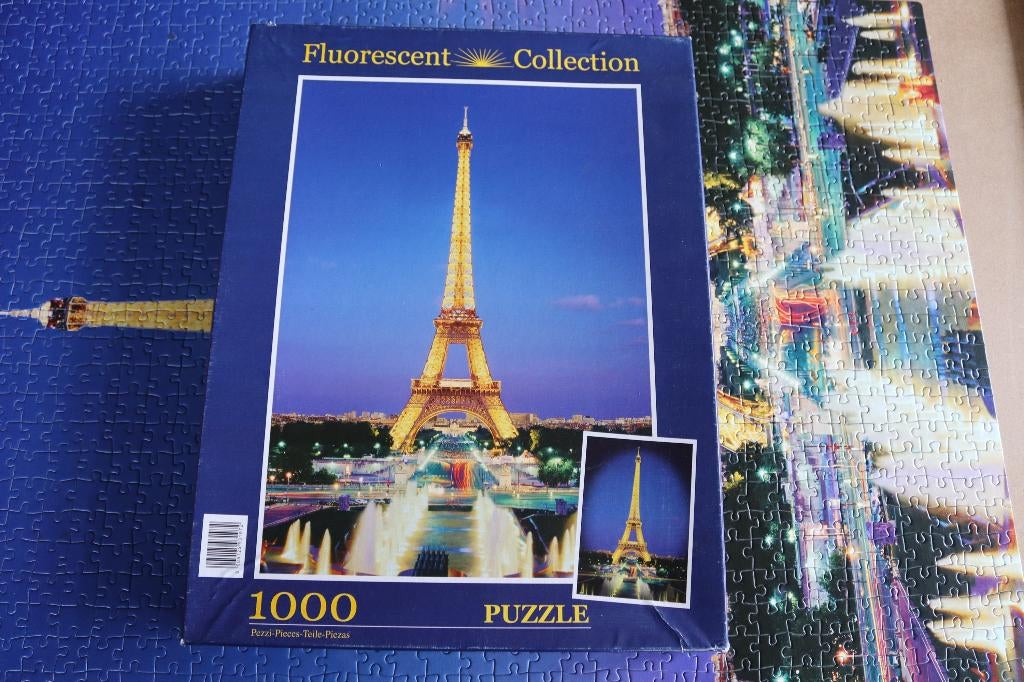 Puzzle 1000 pièces - Tour Eiffel Fluorescent, Ophalen, Legpuzzel