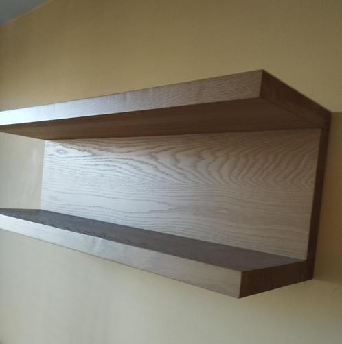 Dubbele wandplank van massief hout, Huis en Inrichting, Woonaccessoires | Wandplanken en Boekenplanken, Ophalen