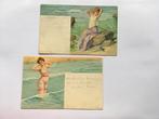 2 oude postkaarten, Verzamelen, Verzenden, Gelopen