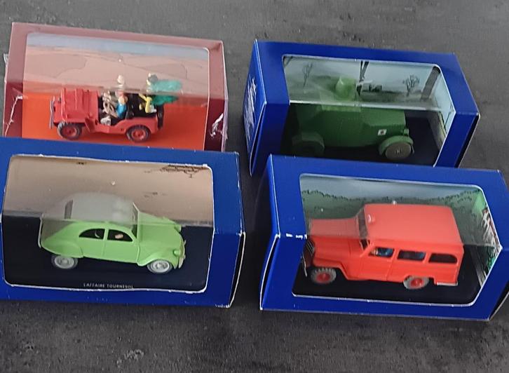 4 kuifje auto's, Verzamelen, Stripfiguren, Zo goed als nieuw, Beeldje of Figuurtje, Kuifje, Ophalen of Verzenden