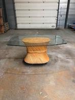 Eettafel Bamboe met glasplaat, Huis en Inrichting, Tafels | Eettafels, Ophalen, Overige materialen