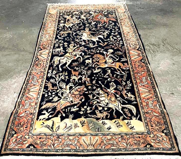 Antiek Perzische tapijt (Ghom) 335x160 cm- Geknoopt in Iran, Antiek en Kunst, Antiek | Tapijten, Tafelkleden en Textiel, Ophalen