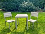 Tuinset in grijs aluminium terras balkon tafel + 2 stoelen, Tuin en Terras, Tuinsets en Loungesets, Tuinset, Bijzettafel, 2 zitplaatsen