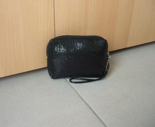 Zwarte pailletten avondtasje handtas etui toilettas, Handtassen en Accessoires, Toilettassen, Ophalen of Verzenden