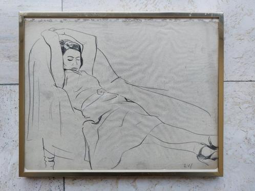 Roger VAN GINDERTAEL Jean MILO Latem Latemse School Dame, Antiek en Kunst, Kunst | Tekeningen en Fotografie, Ophalen of Verzenden