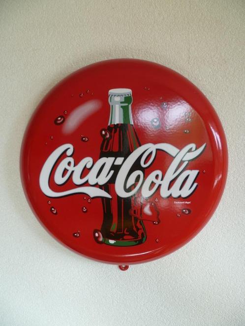 EMAILLE RECLAMEBORD"COCA-COLA MET FLESAFBEELDING"JAREN 80/90, Verzamelen, Merken en Reclamevoorwerpen, Zo goed als nieuw, Reclamebord