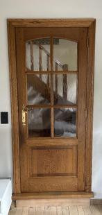 Massief eiken deur, 80 tot 100 cm, Glas, Zo goed als nieuw, Ophalen