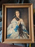 Retro schilderijafdruk in kader "edelvrouw"., Huis en Inrichting, Woonaccessoires | Lijsten, Ophalen of Verzenden