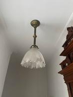 Prachtige antieke bronzen hanglamp, Huis en Inrichting, Lampen | Hanglampen, Ophalen of Verzenden, Zo goed als nieuw, Glas