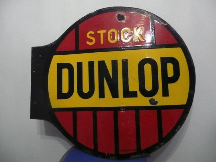 DUNLOP PNEUS - STOCK DUNLOP - plaque émaillée ancienne bifac, Verzamelen, Merken en Reclamevoorwerpen, Zo goed als nieuw, Ophalen of Verzenden