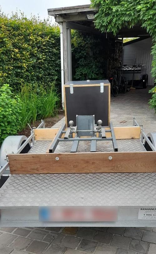 Aanhangwagen (plat + systeem 2 trekhaken), Auto diversen, Aanhangers en Bagagewagens, Zo goed als nieuw, Ophalen