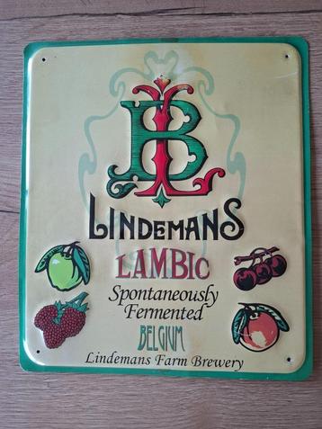 reclamebord bier lambic Lindemans brouwerij beschikbaar voor biedingen